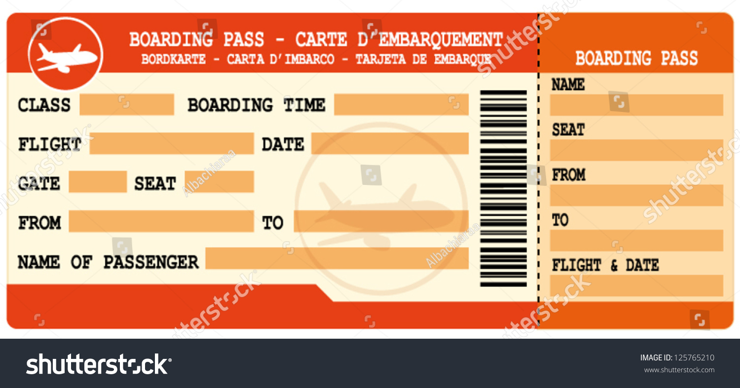 Boarding Pass Red Flight Coupon Vector เวกเตอร์สต็อก (ปลอดค่าลิขสิทธิ์