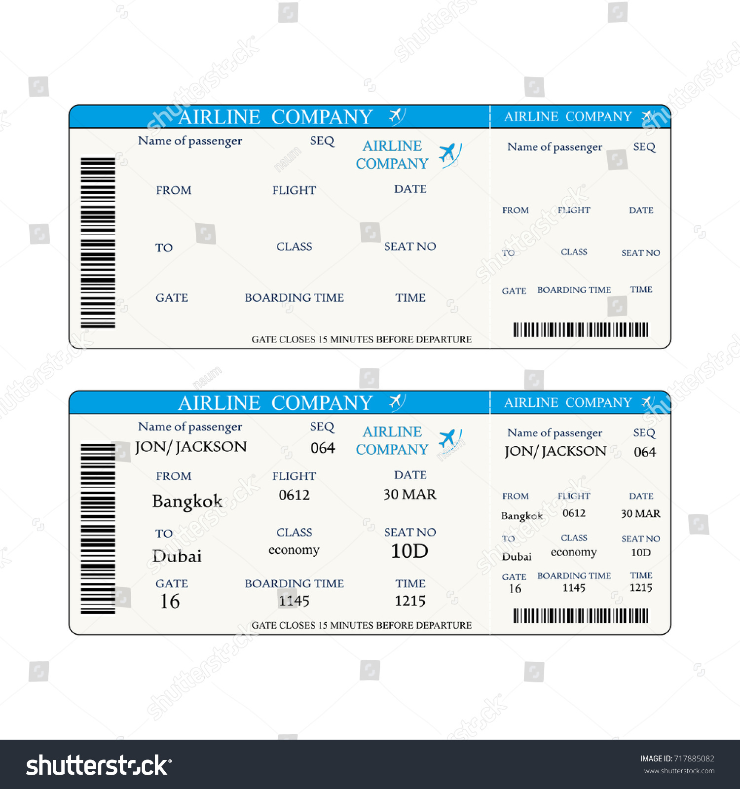 Boarding Pass Templateflat Vector Illustration Stock Vector (Royalty ...