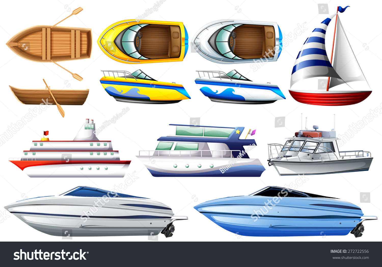 Boat Collection Isolated On White Stock Vector 272722556 : Shutterstock