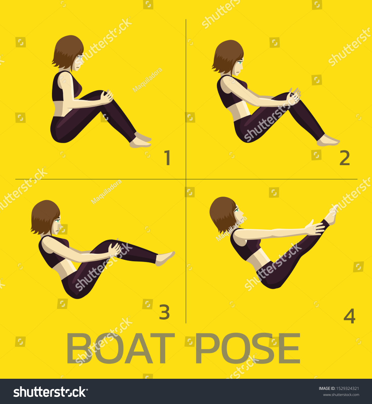 Boat Pose Yoga Manga Tutorial How Stock Vector (Royalty Free) 1529324321