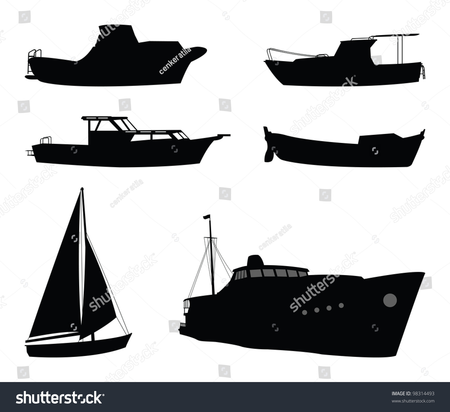 Boat Silhouette Stock Vector 98314493 - Shutterstock