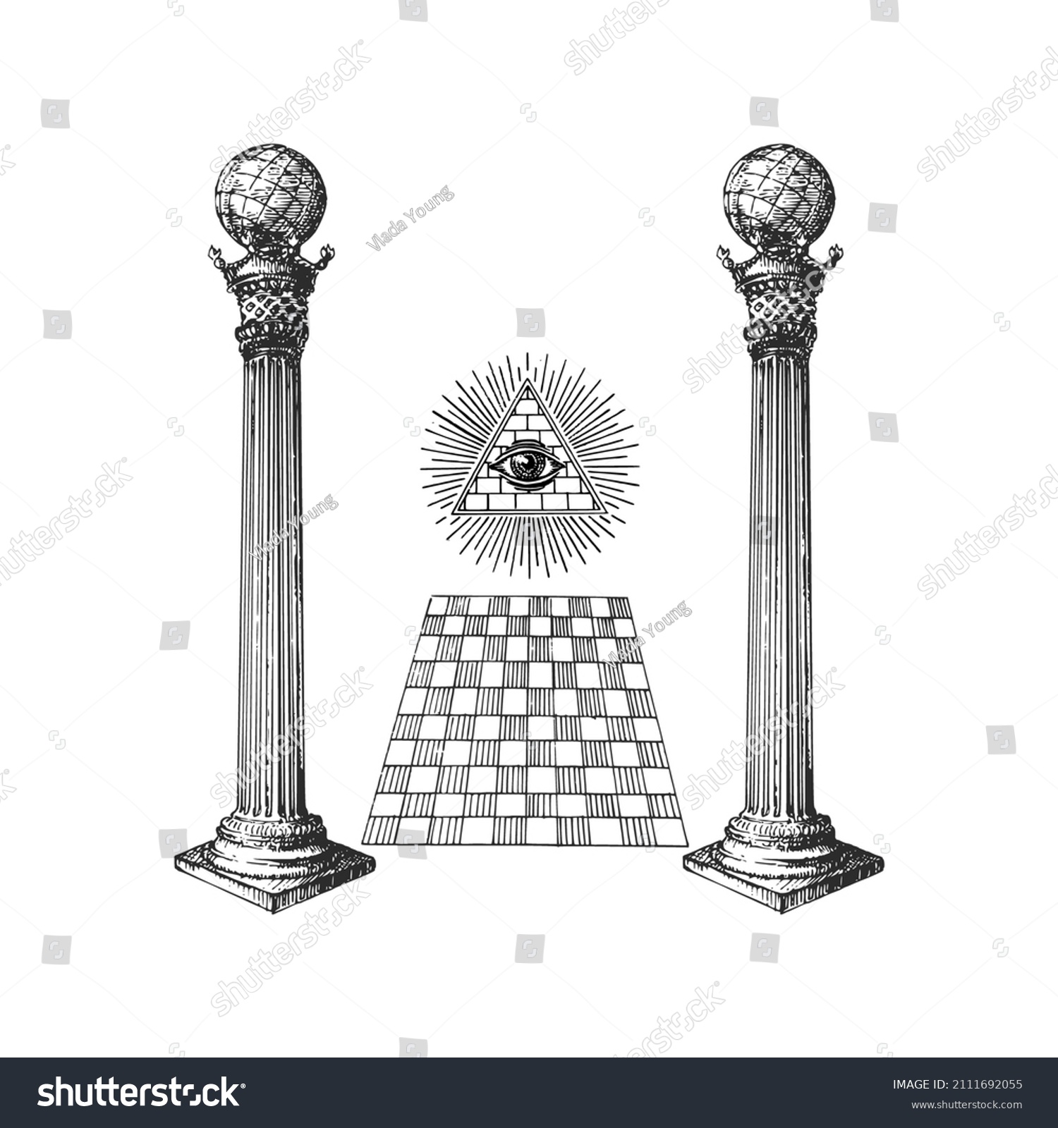 Boaz Jachin Columns Eye Providence Vector Stock Vector (Royalty Free ...