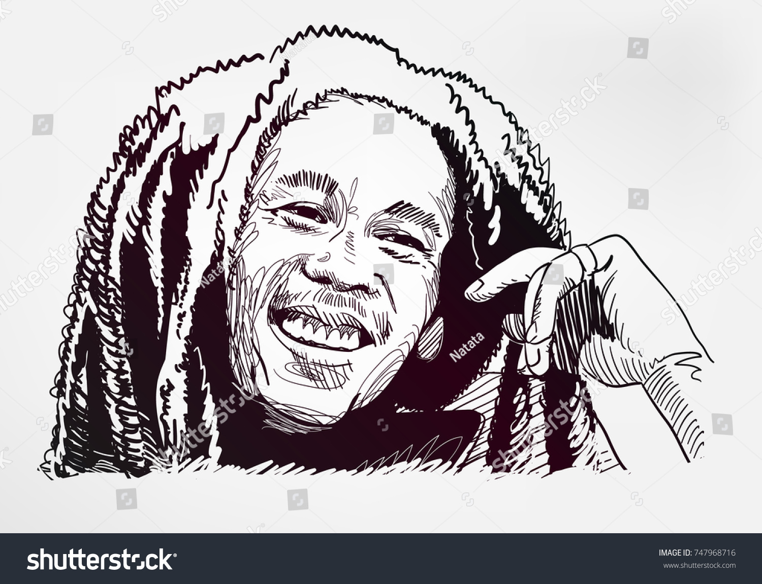 Bob Marley Sketch Vector Illustration のベクター画像素材 ロイヤリティフリー