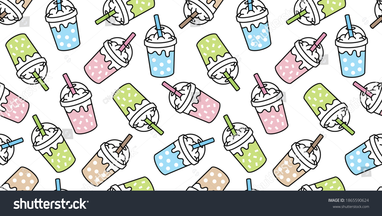 Boba Tea Seamless Pattern Vector Bubble Stock Vector (Royalty Free ...