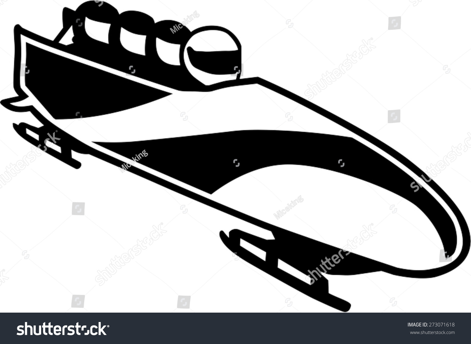 black and white bobsleigh racing down the track clip art preview