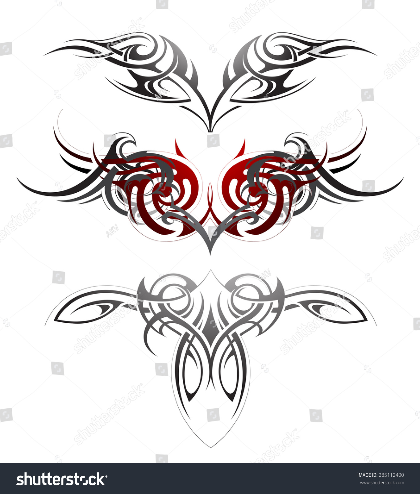 Body Art Wings Tattoo Set Stock Vector 285112400 - Shutterstock