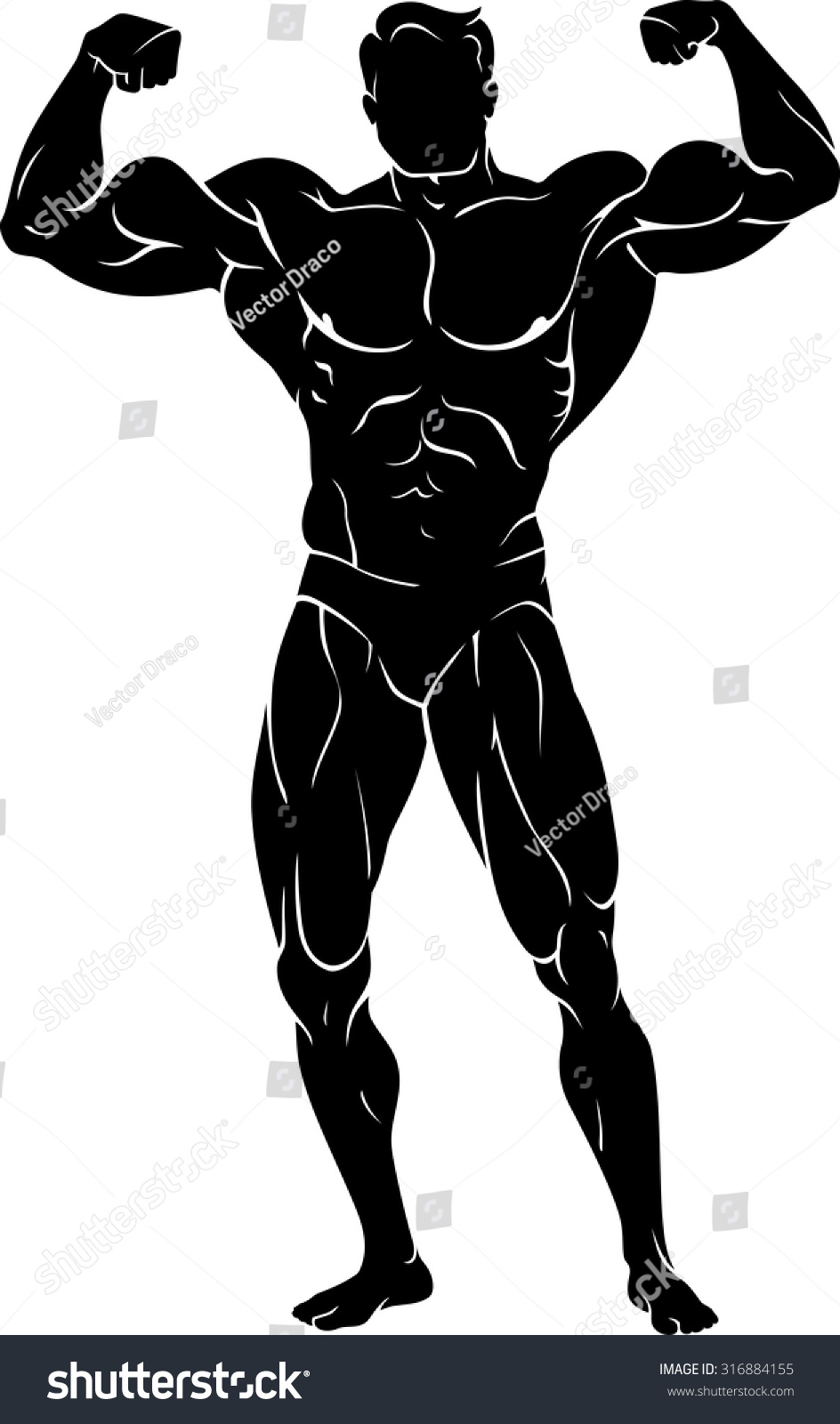 SEARCH AND BUY THIS PRODUCT Body Builder Front Flexing Muscles Stock Vector 316884155