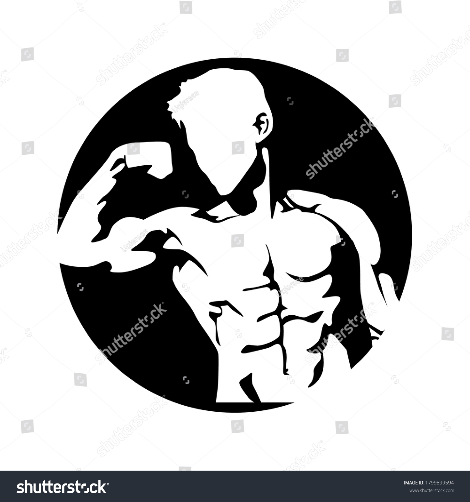 Body Builder Silhouette Illustration Vector Art Stock Vector (Royalty ...