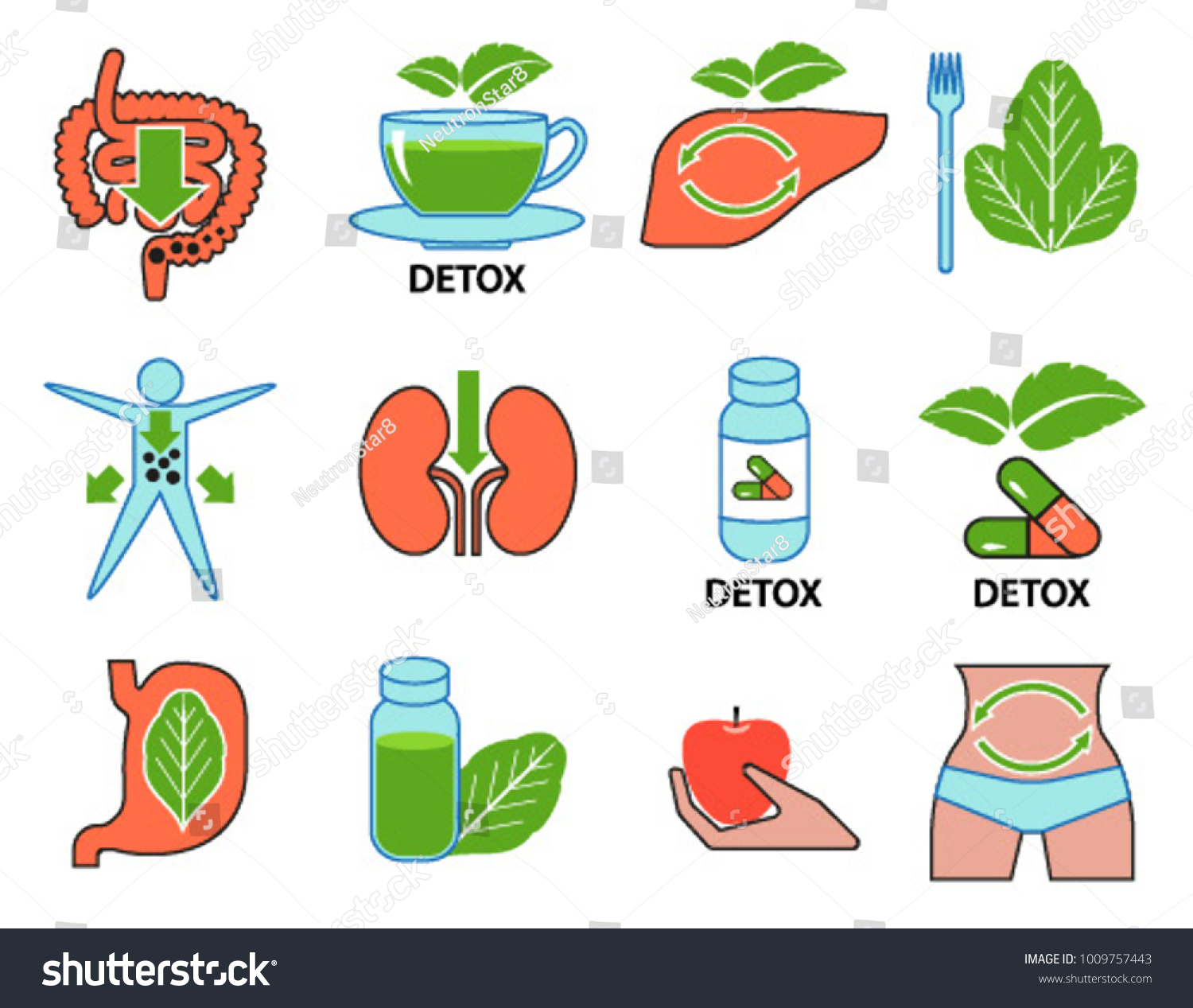 SVG of Body cleansing and detox icons set svg