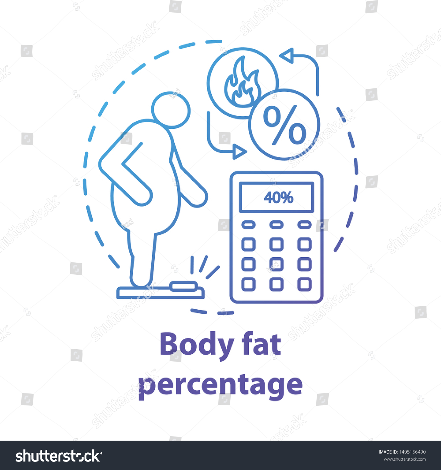 SVG of Body fat percentage calculation concept icon. Patient with extraweight idea thin line illustration. Person suffering from obesity. Fat percent check. Vector isolated outline drawing. Editable stroke svg