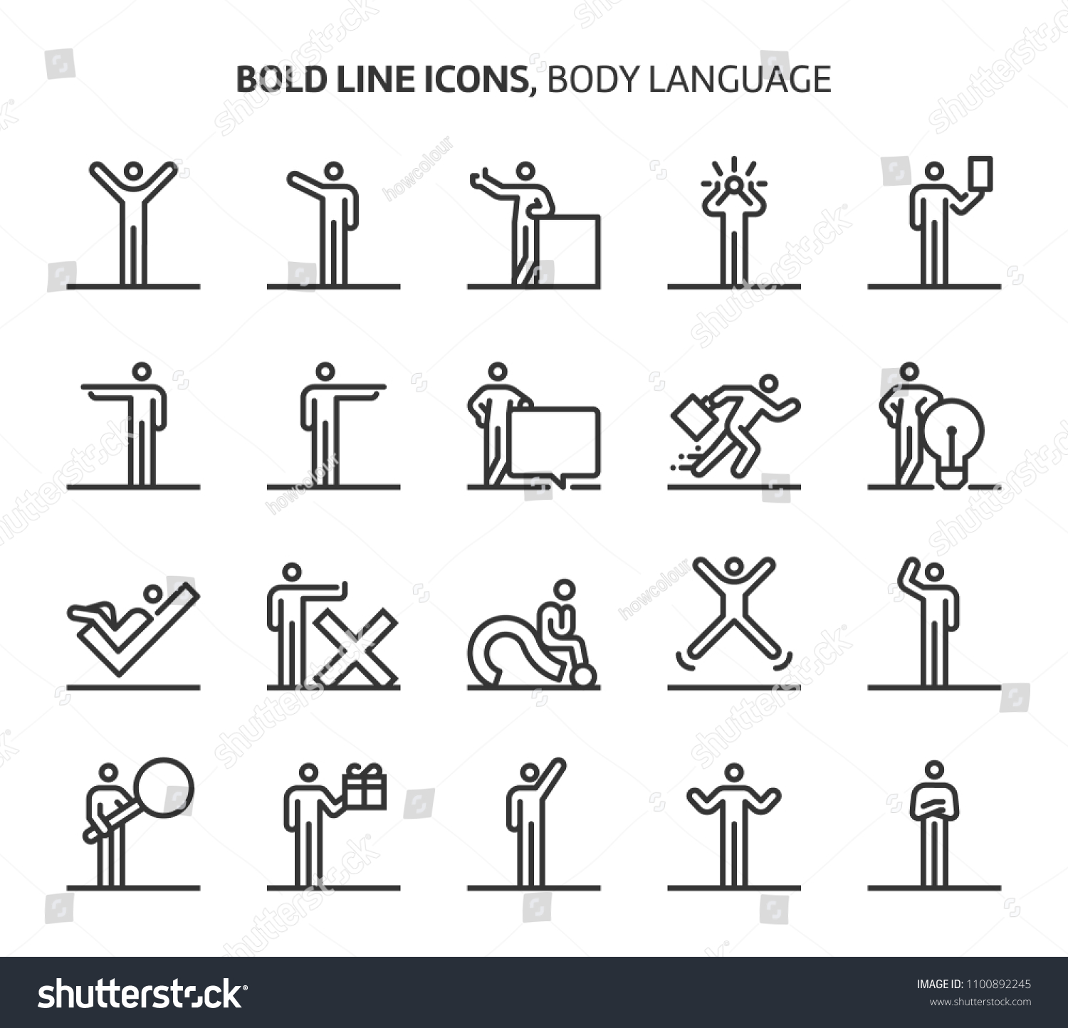 22 345 Crossed Arm Icon Images Stock Photos Vectors Shutterstock   Stock Vector Body Language Bold Line Icons The Illustrations Are A Vector Editable Stroke X Pixel 1100892245 