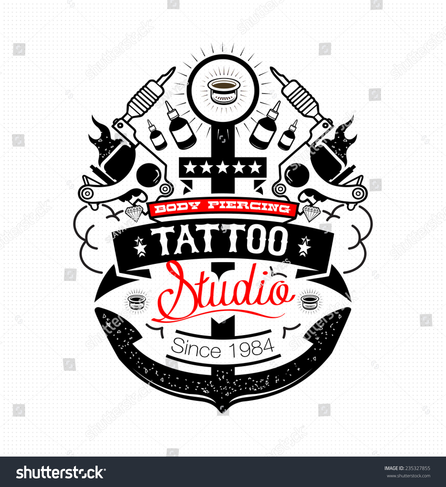 Body Piercing Tattoo Studio Emblem Stock Vector 235327855 - Shutterstock