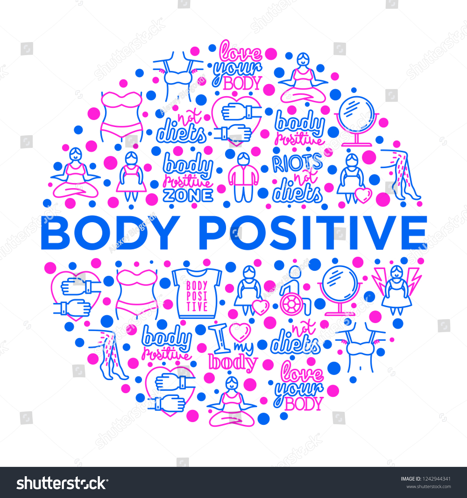 Body Positive Concept Circle Thin Line Stock Vector Royalty Free 1242944341 Shutterstock