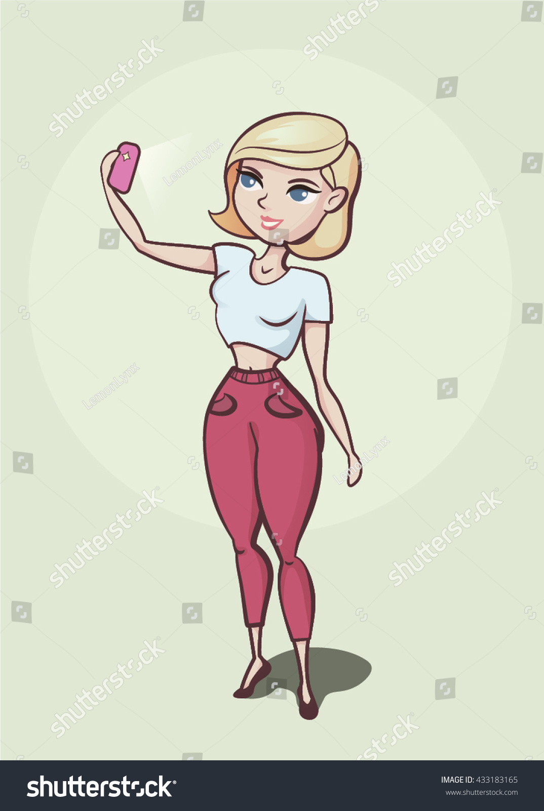 Body Positive Cute Cartoon Woman Take Stock Vector Royalty Free 433183165