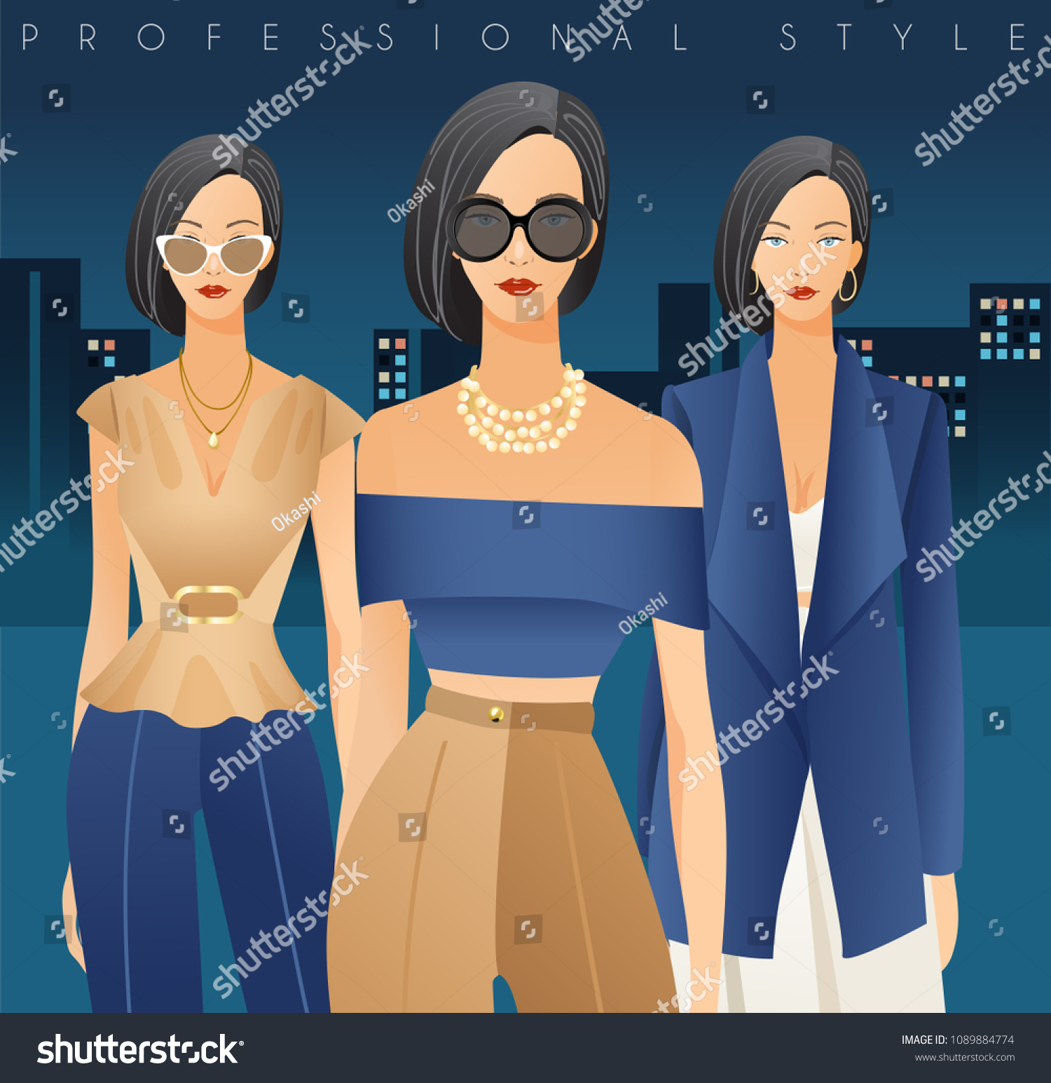 body-template-outfits-accessories-women-professional-stock-vector