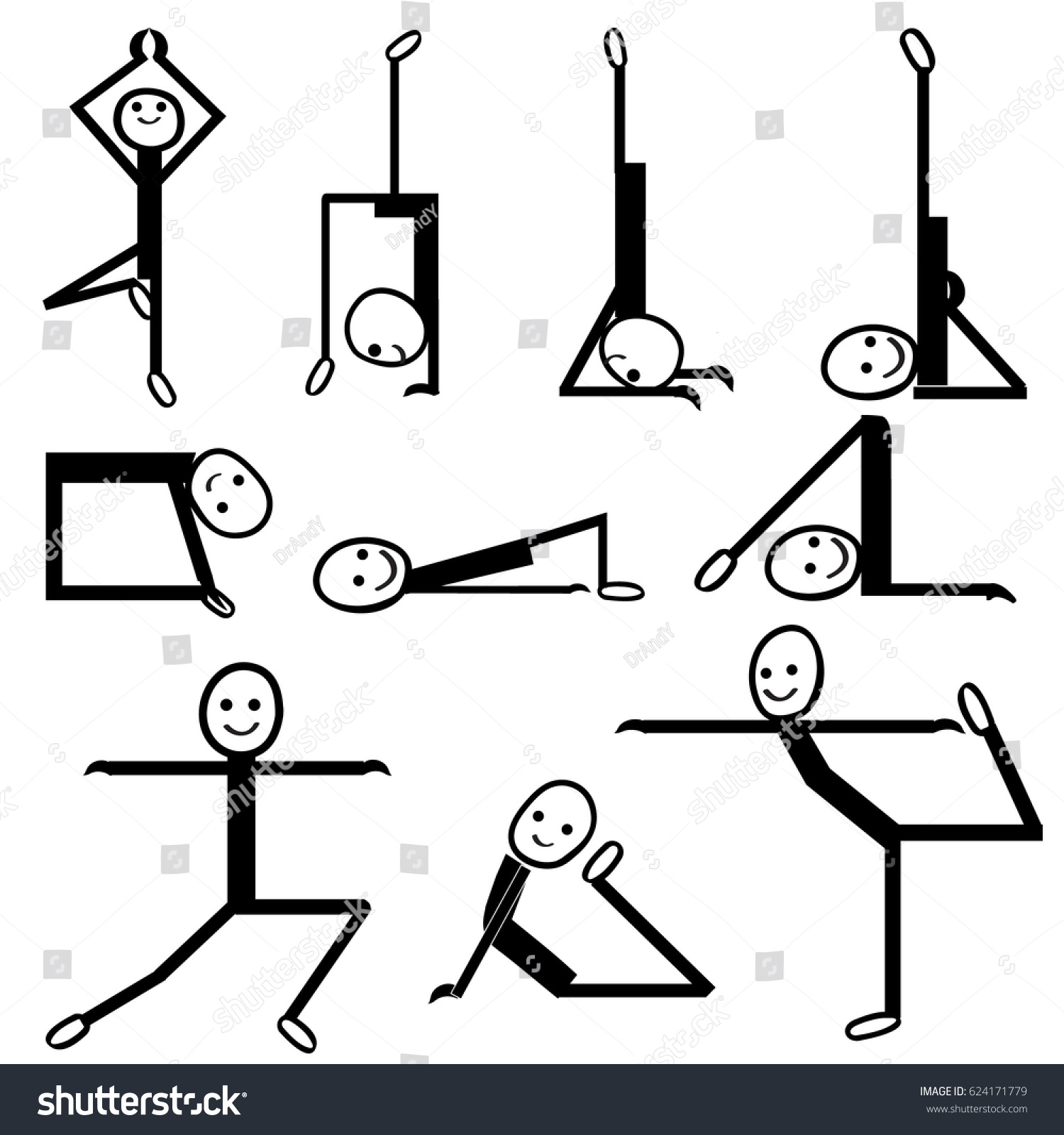 Body Workout Exercise Yoga Poses Cartoon Stock Vector (Royalty Free ...