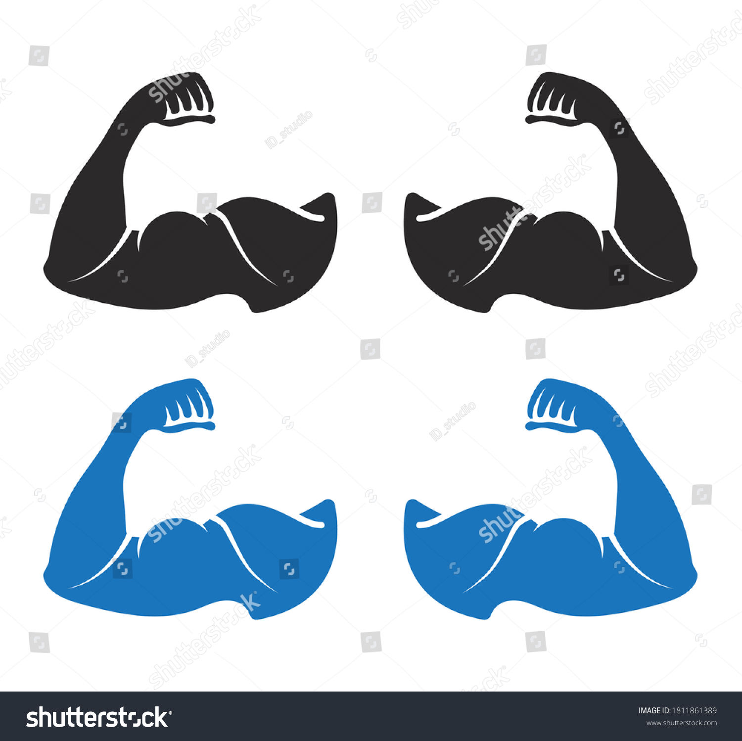 Bodybuilder Biceps Brachii Flat Vector Icon Stock Vector (Royalty Free ...