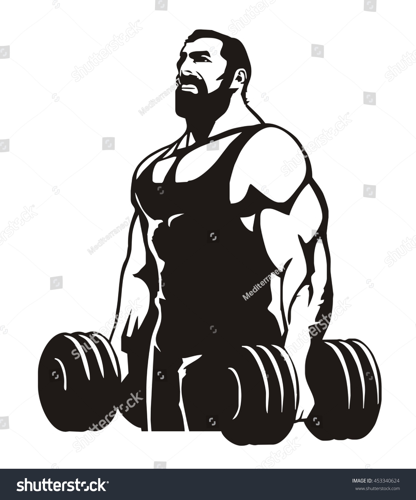 Bodybuilder Doing Exercise Dumbbells Biceps Vector Stock Vector 453340624 Shutterstock 6417