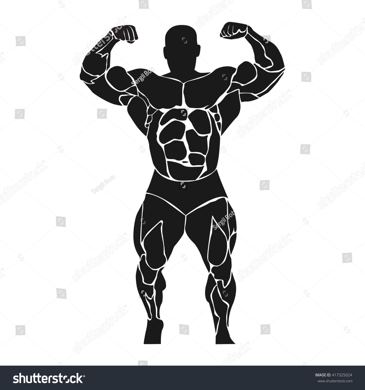 Bodybuilder Double Biceps Athlete Icon Vector Stock Vector Royalty Free 417325024 6226