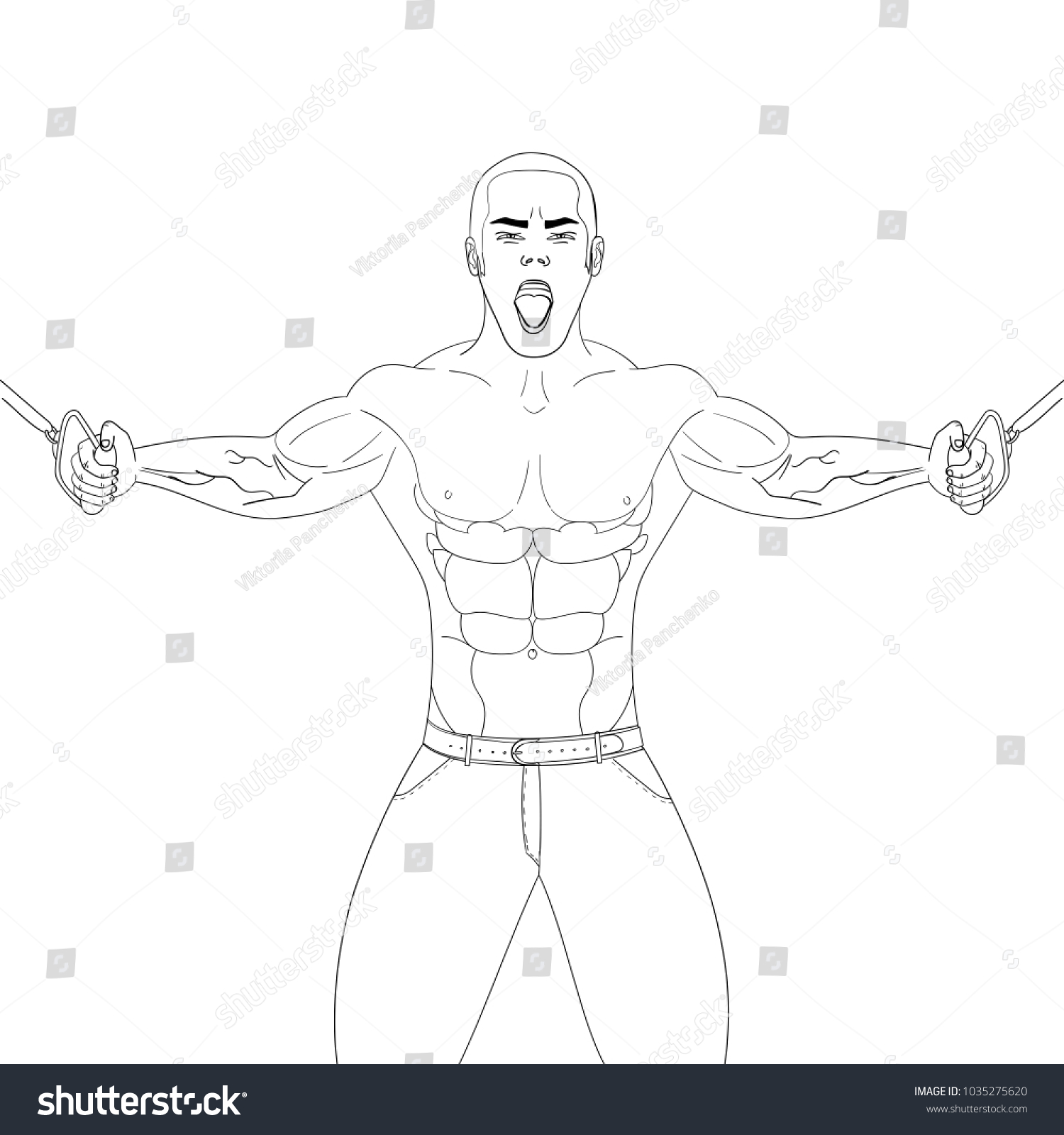 Bodybuilder Gym Athlete Pulls Weight Vector Stock Vector (Royalty Free ...