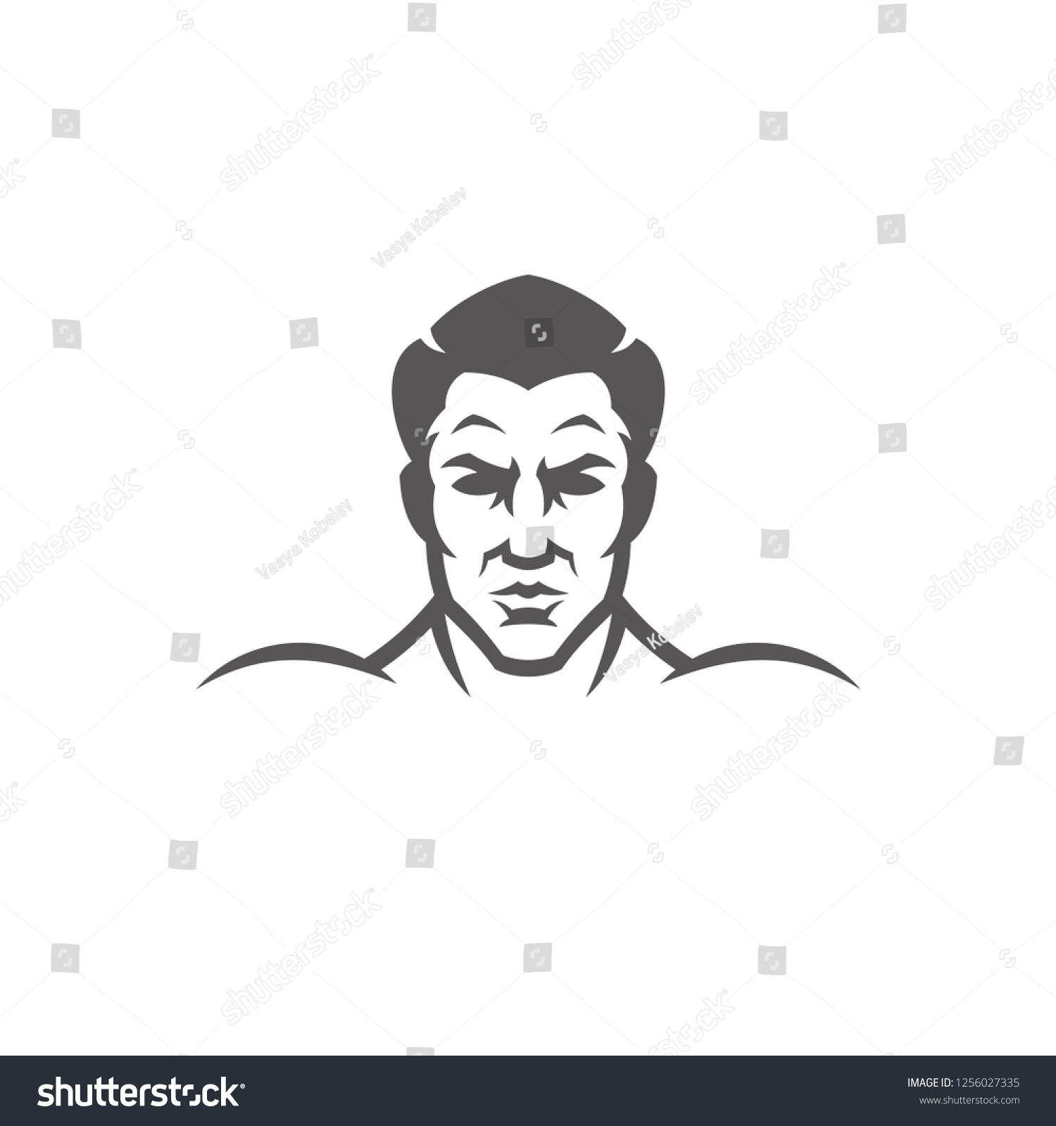 Bodybuilder Man Head Silhouette Isolated On Stock Vector Royalty Free 1256027335 8473