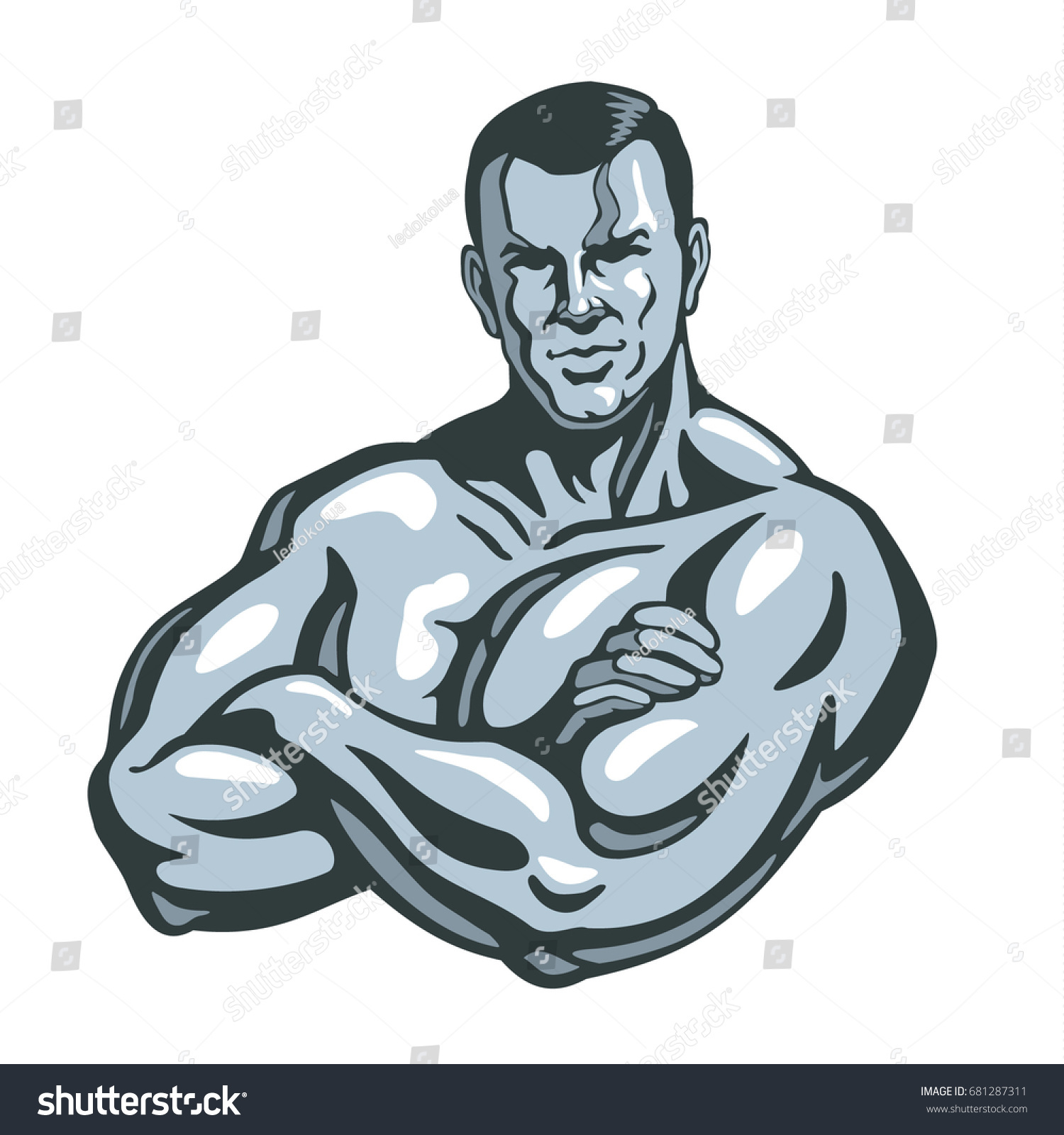 Bodybuilder Man Posing Crossing His Hands Stock Vector Royalty Free 681287311 Shutterstock