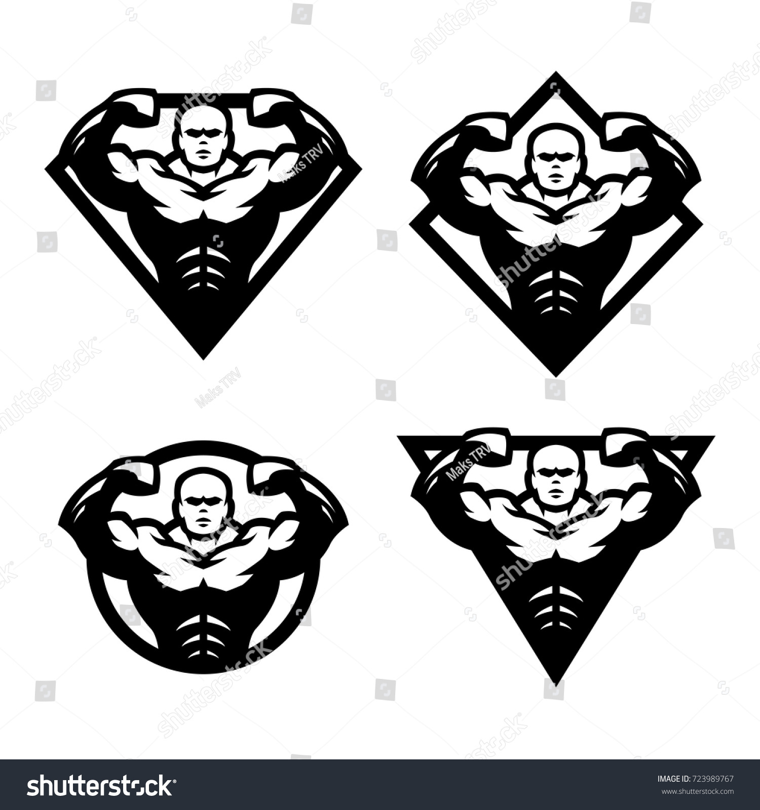 Bodybuilder Sport Fitness Logo Set Different Stock Vektorgrafik Lizenzfrei