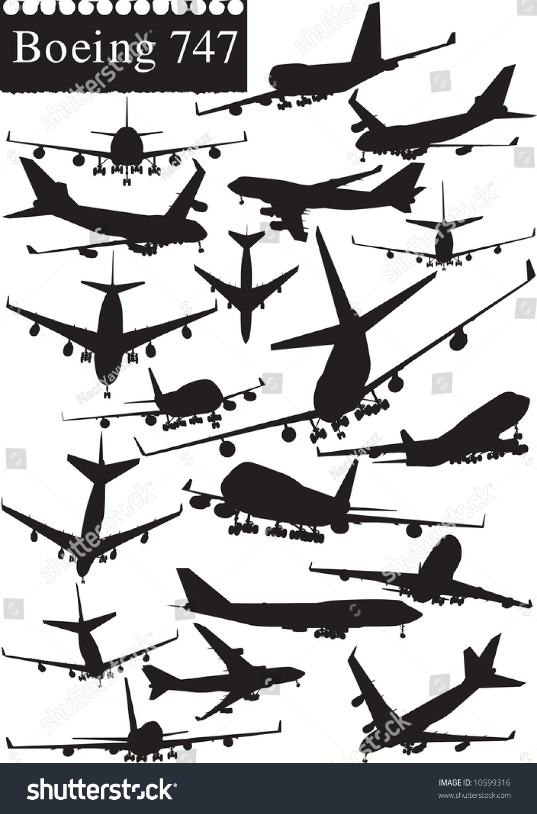 SVG of Boeing 747 airplane silhouettes svg