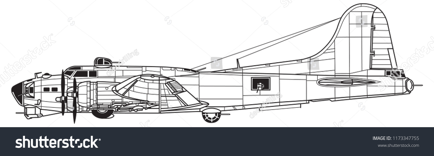 Boeing B G Flying Fortress Outline Vector Stock Vector Royalty Free