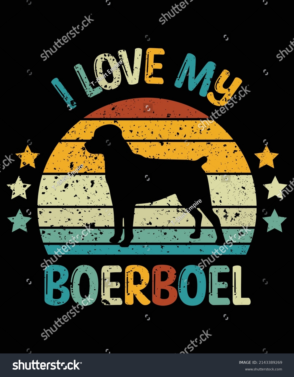 Boerboel Silhouette Vintage Retro Tshirt Design Stock Vector (Royalty