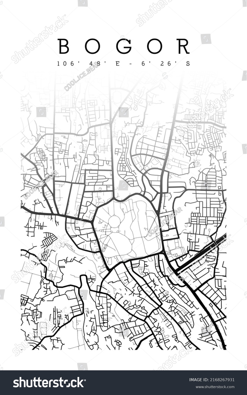 Bogor City Map Poster Design Vector Stock Vector (Royalty Free ...