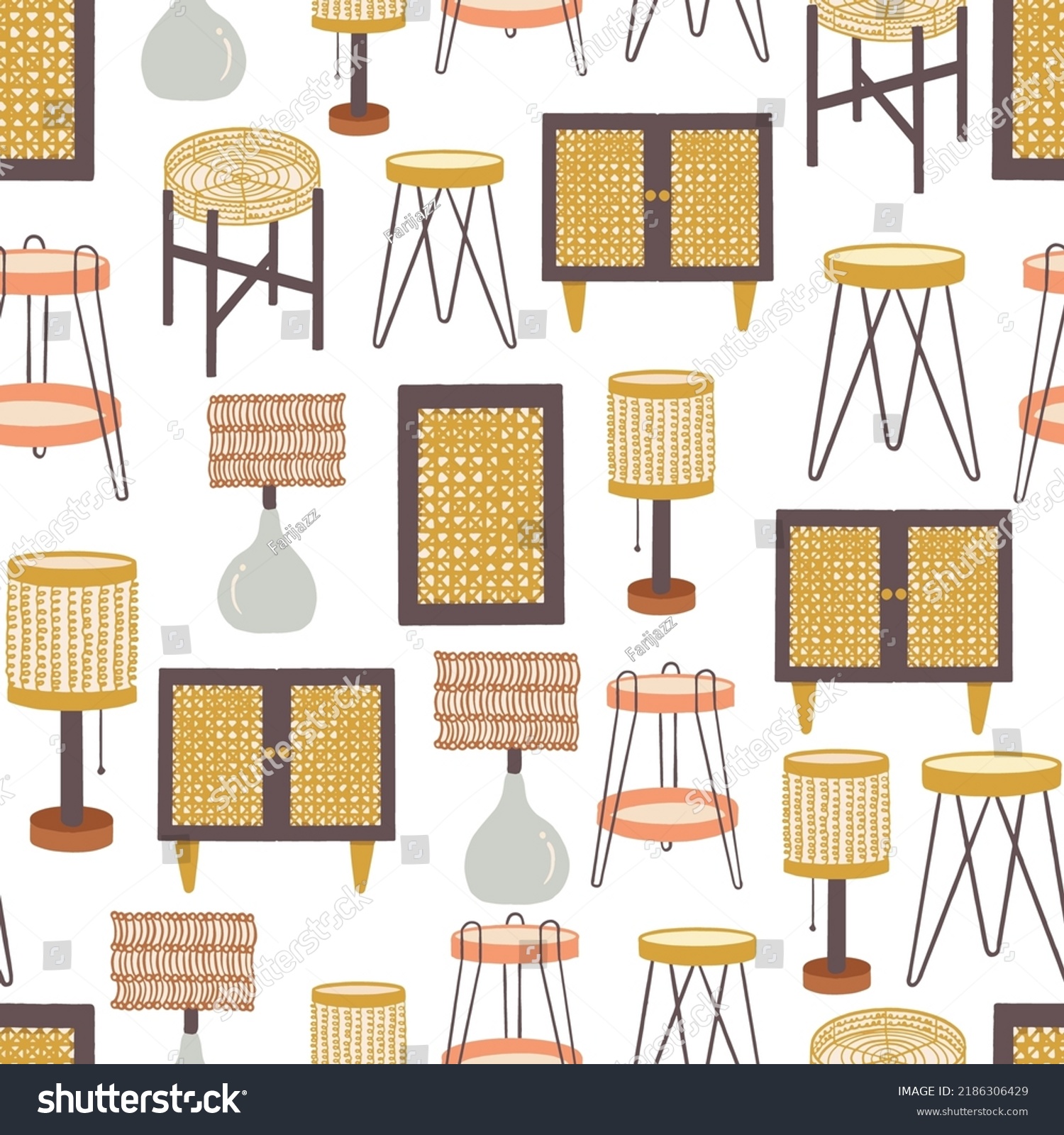 SVG of Bohemian Chic Furniture Vector Seamless Pattern svg