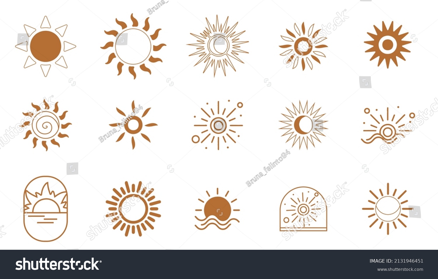 Bohemian Linear Logos Icons Symbols Sun 库存矢量图（免版税）2131946451 | Shutterstock