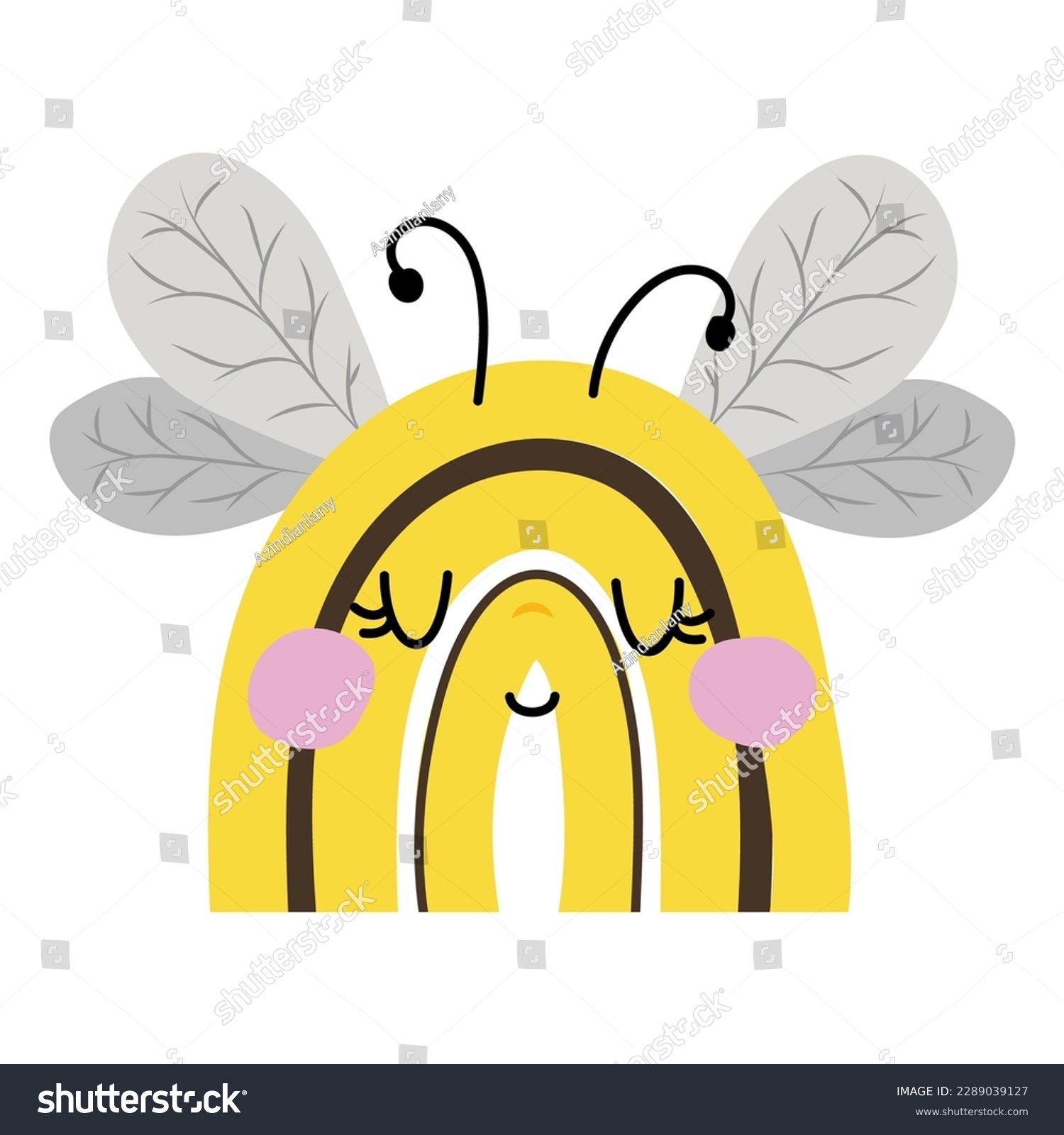 SVG of Boho rainbow bee character- funny rainbow. Sweet honeybee insect baby illustration. Cute honey colors. Vector logo design.  svg