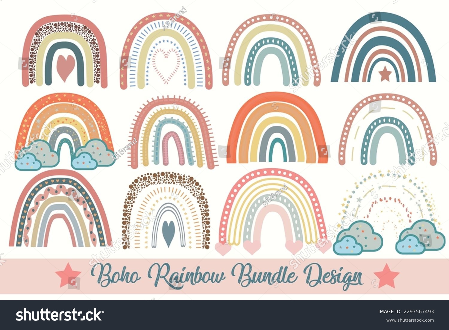 SVG of Boho Rainbow SVG Bundle Design Rainbow color bundle   svg