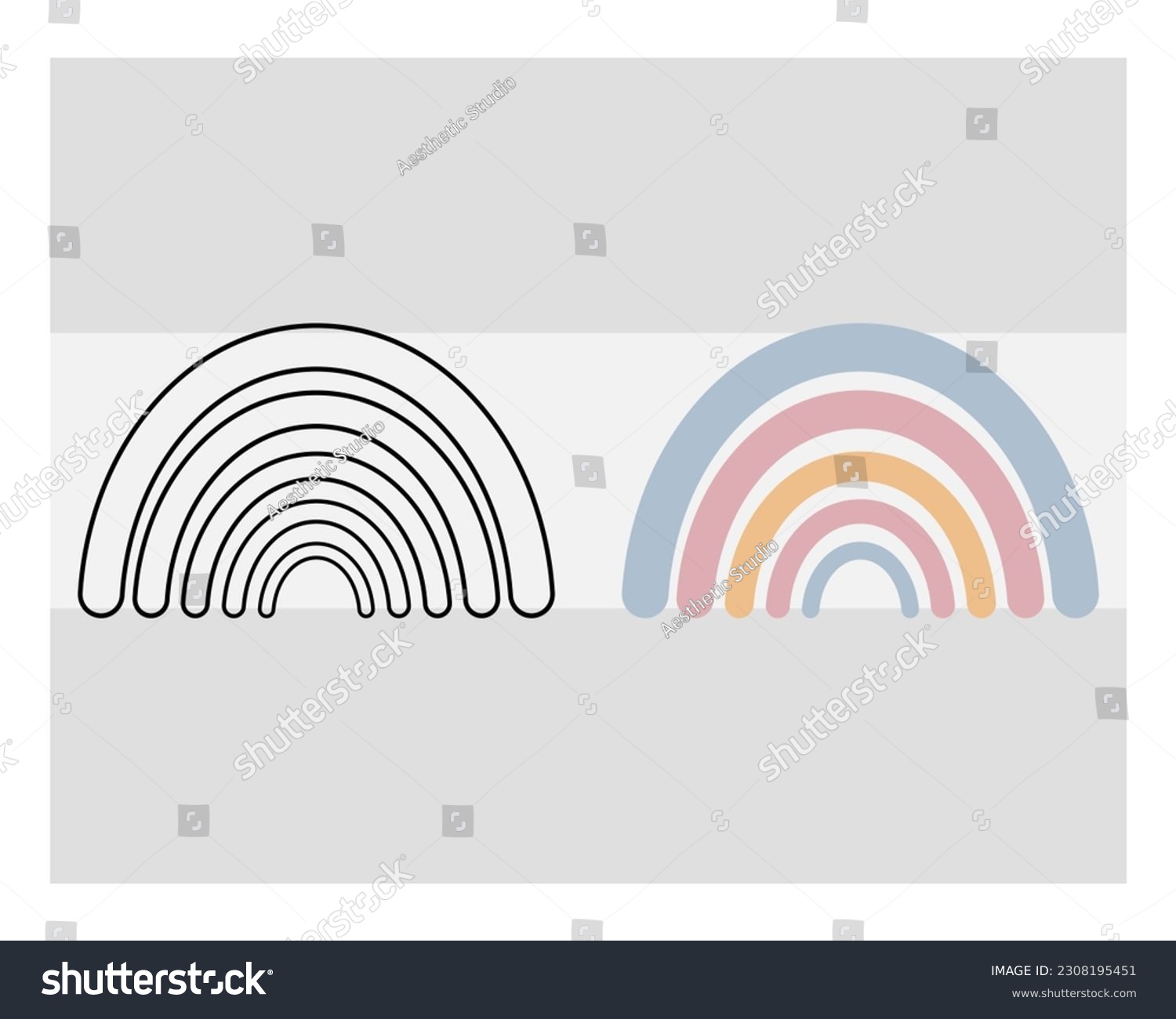 SVG of Boho Rainbow, SVG Bundle, Layered Bohemian, Cute Rainbow Svg, Circut Cut Files Silhouette, Baby Rainbow Svg, Pastel Rainbow Svg, Silhouette, Clipart, Vcetor, Outline, Eps, Cut file svg