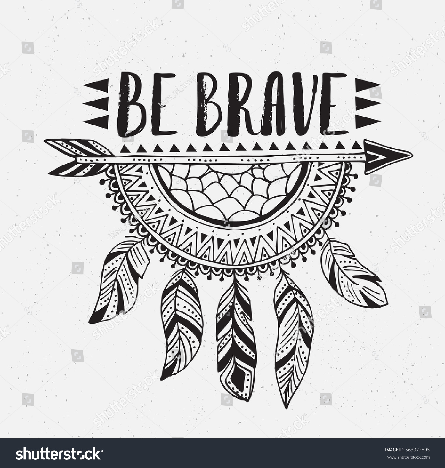 Boho Template Inspirational Quote Lettering Be Stock Vector (Royalty ...