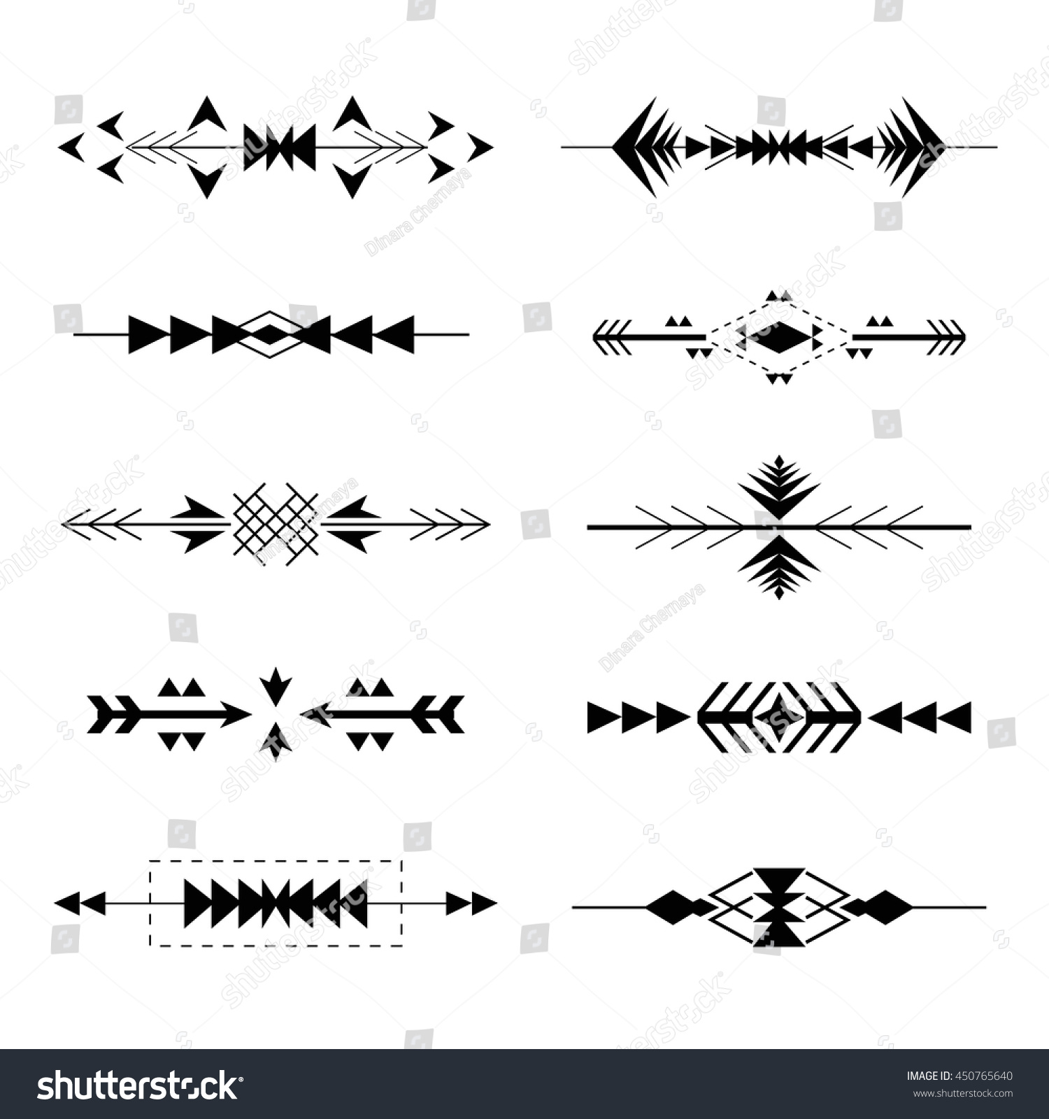 Boho Tribal Aztec Ethnic Style Borders Stock Vector (Royalty Free ...