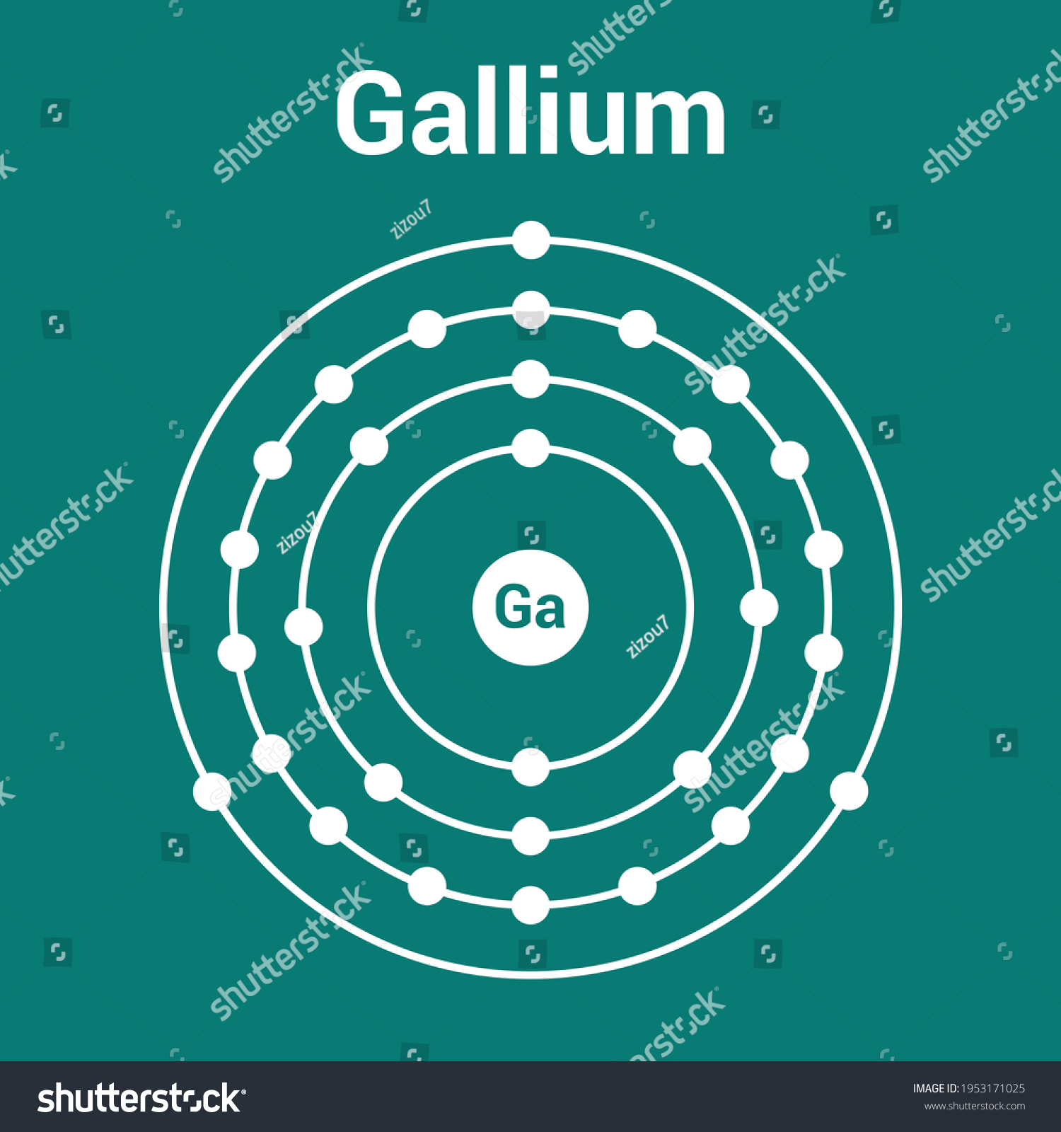 Bohr Model Gallium Atom Electron Structure Stock Vector (Royalty Free ...