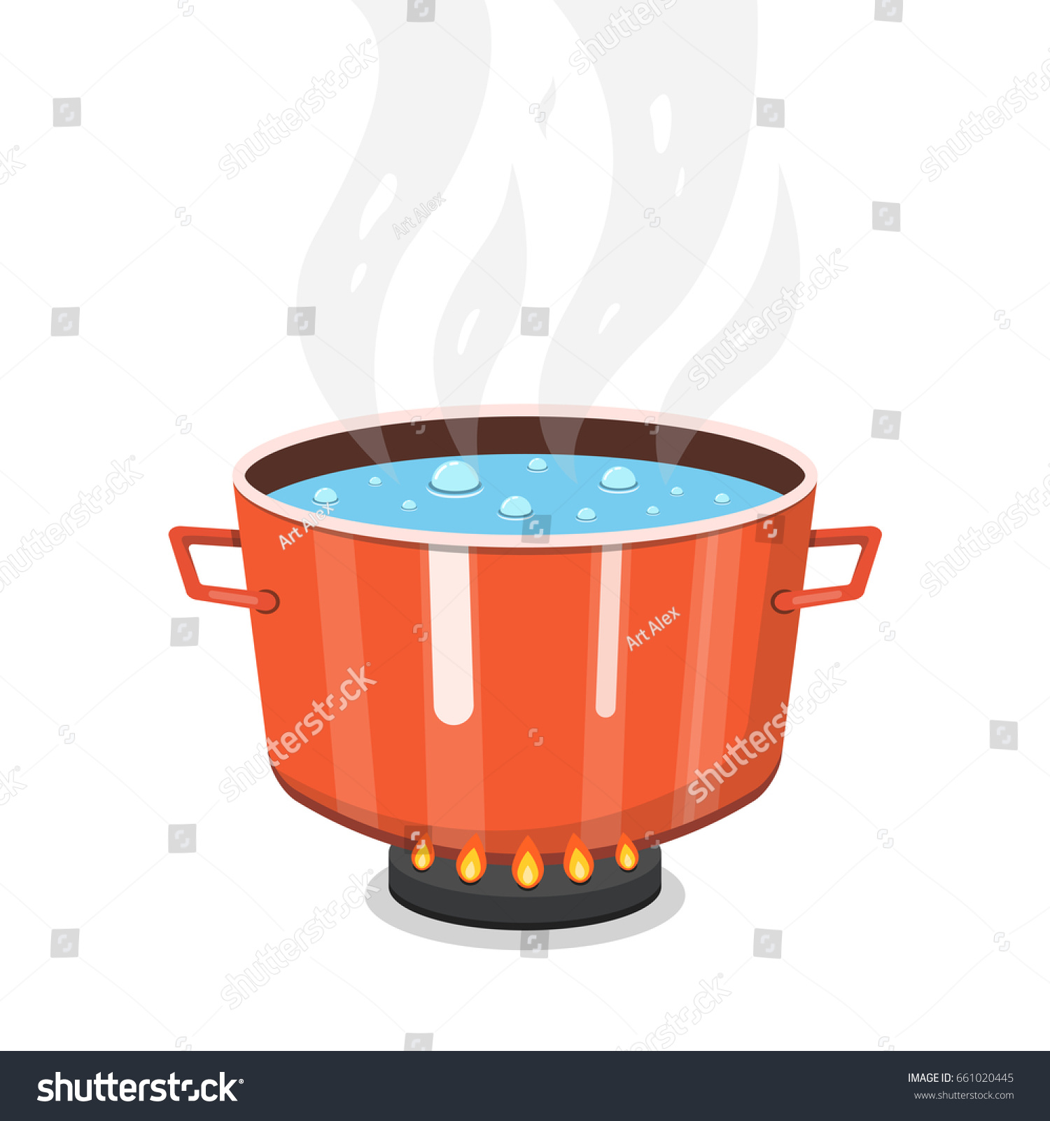 Boiling Water Pan Cooking Pot On Stock Vector 661020445 - Shutterstock