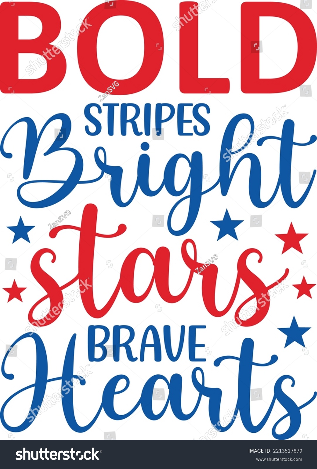 SVG of Bold stripes bright stars brave hearts vector file, 4th of July svg design svg