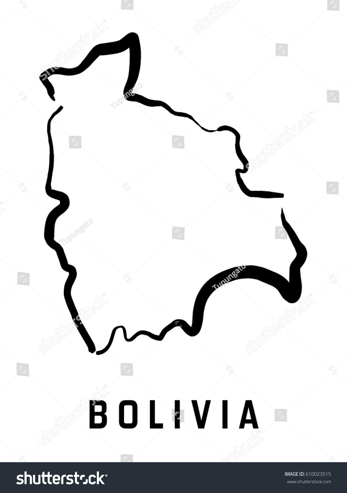 Bolivia Map Outline Smooth Simplified Country Stock Vector Royalty Free 610023515