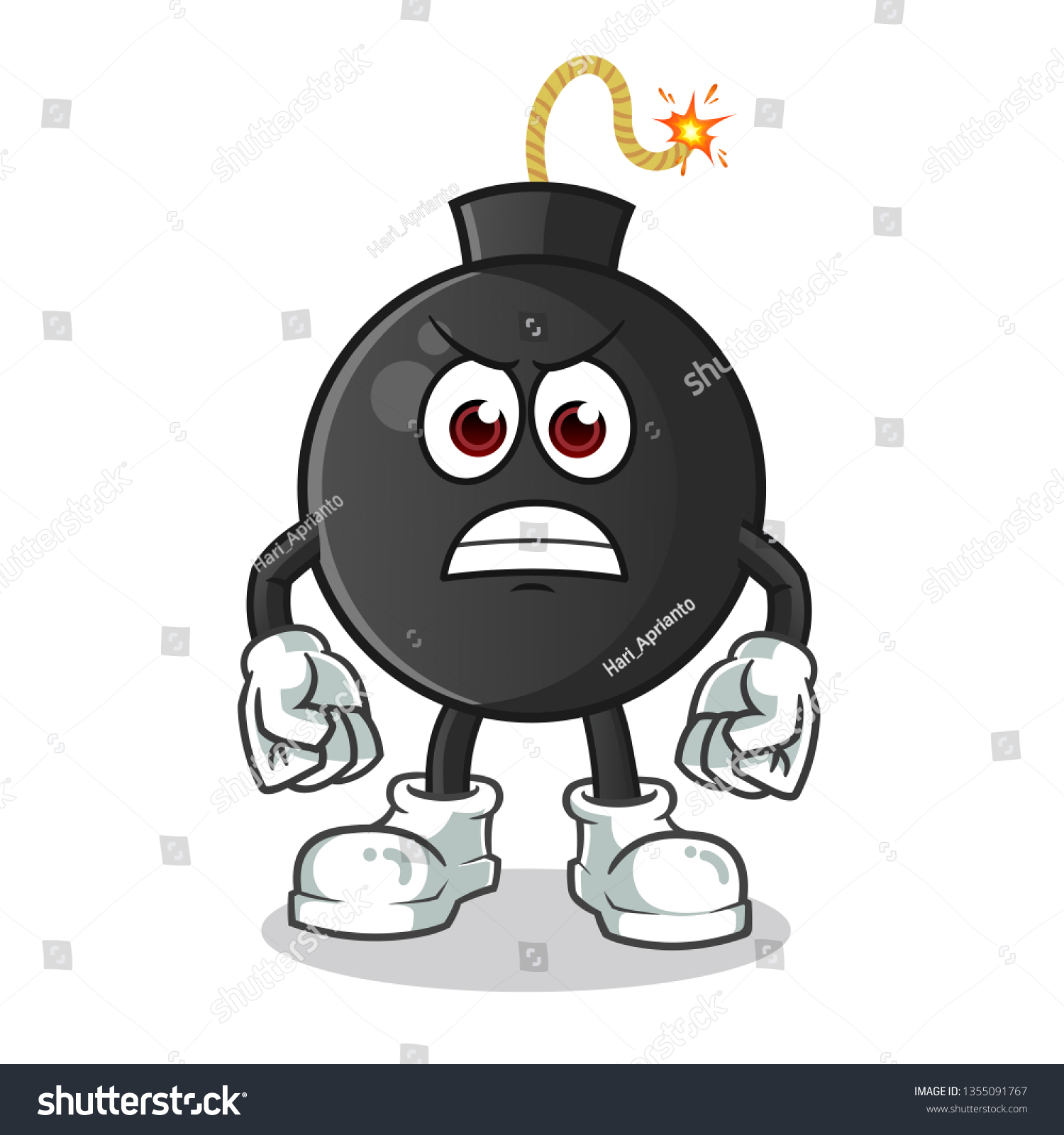 Bomb Angry Mascot Vector Cartoon Illustration Stock Vector (Royalty ...