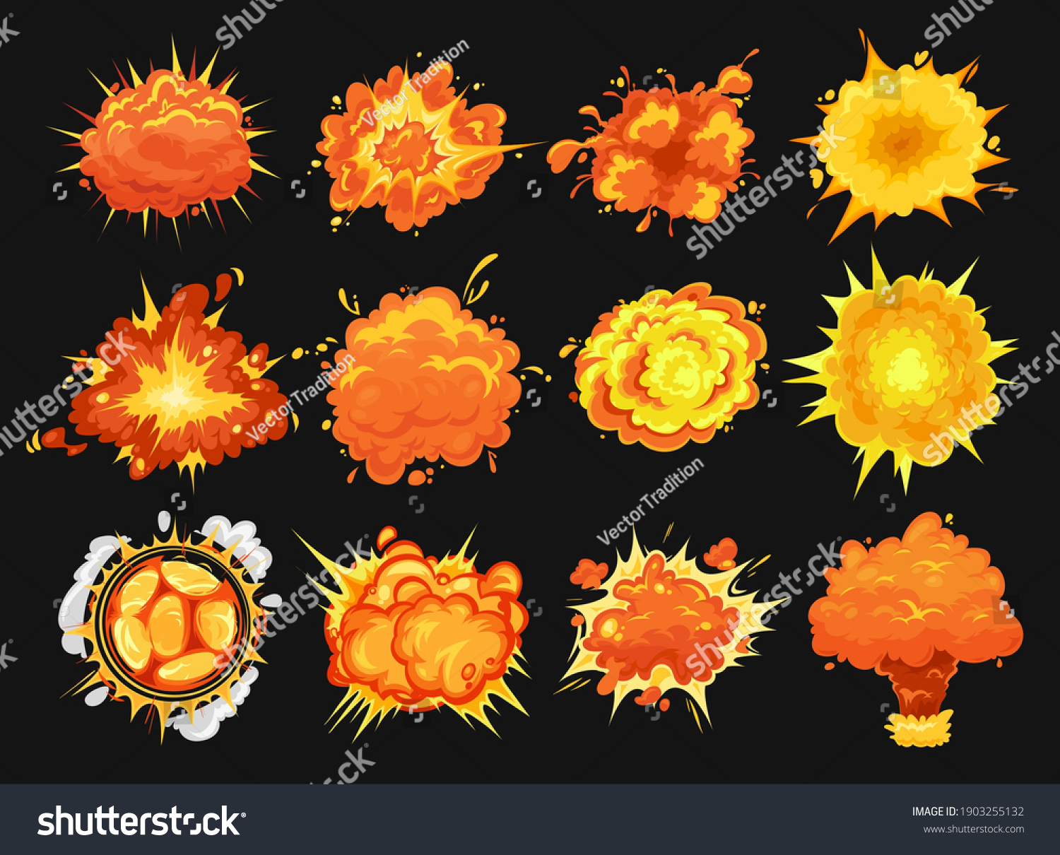 Bomb Explosion Clouds Vector Icons Cartoon Stock Vector (Royalty Free ...