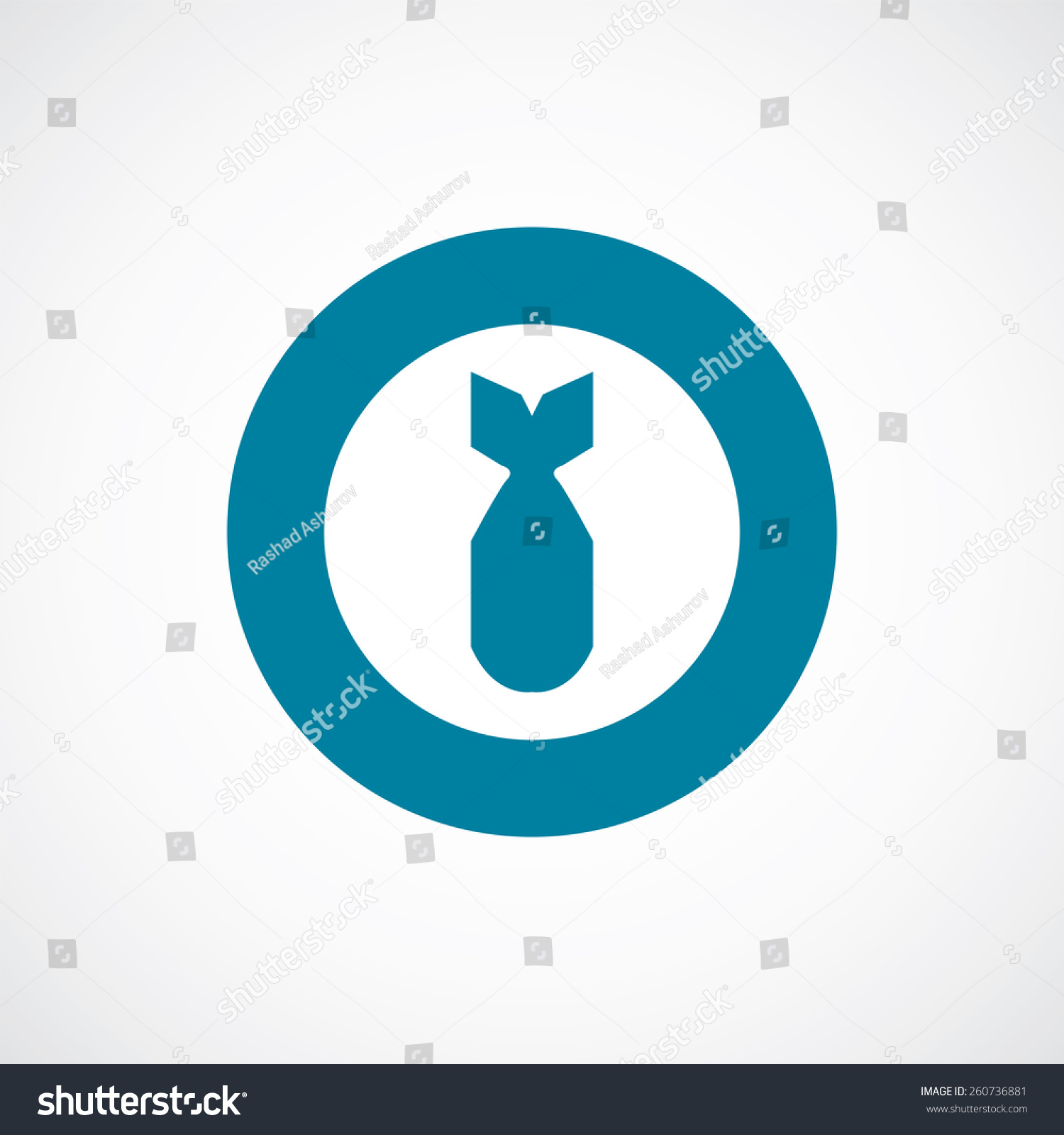 Bomb Icon Bold Blue Circle Border Stock Vector (Royalty Free) 260736881