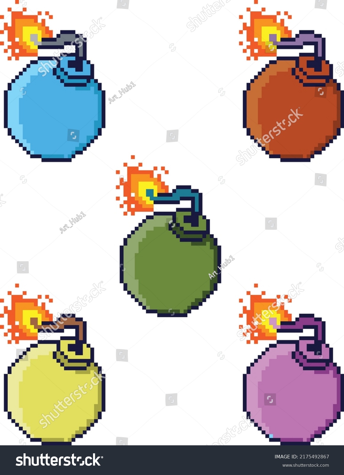 Bomb Pixel Art Set Explosion Pixel Stock Vector (Royalty Free ...