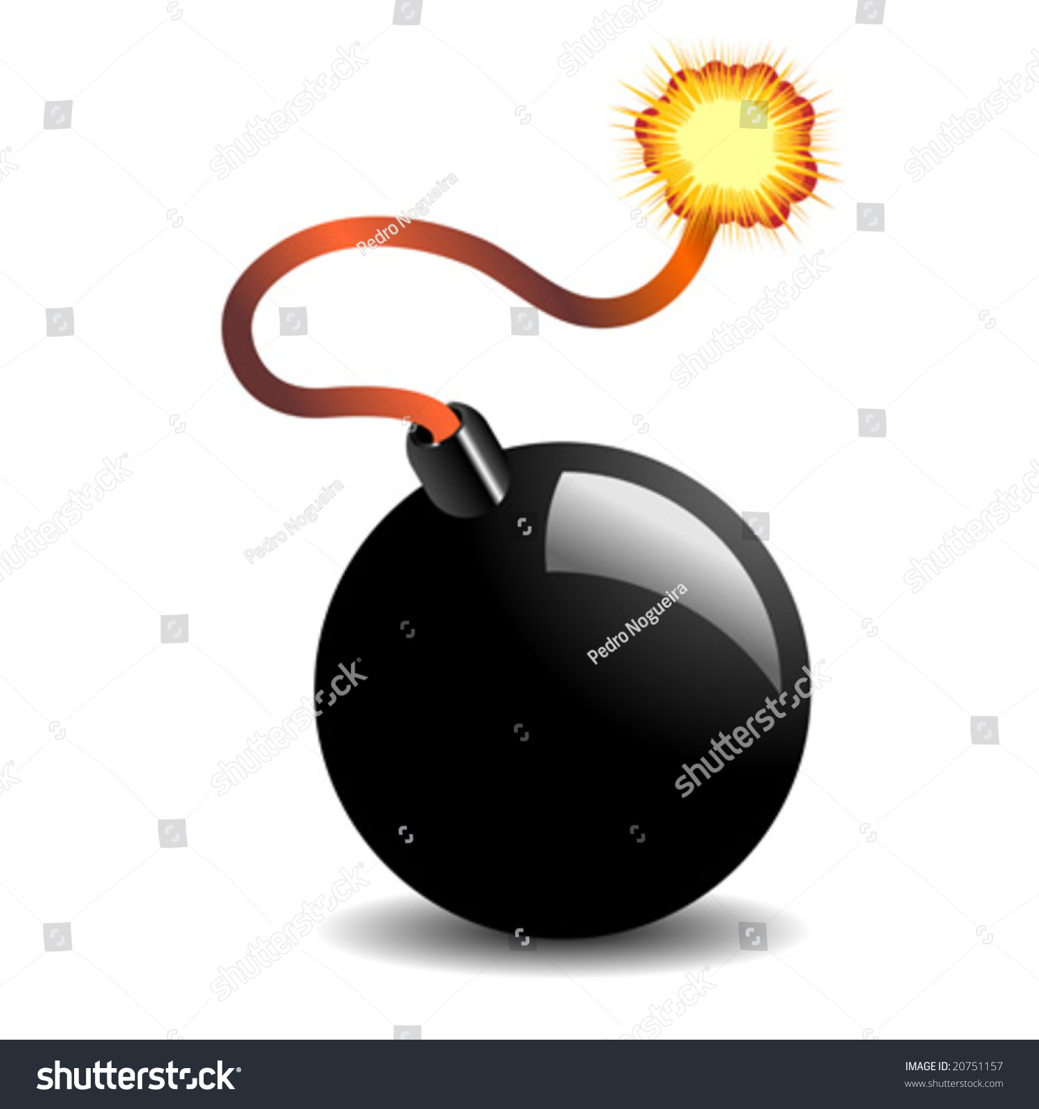 Bomb Burning Fuse Over White Background Stock Vector 20751157 ...