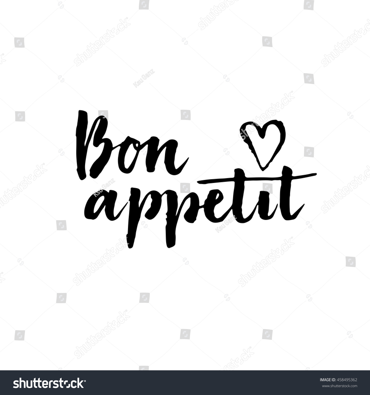 Bon Appetit Card Hand Drawn Lettering Stock Vector Royalty Free