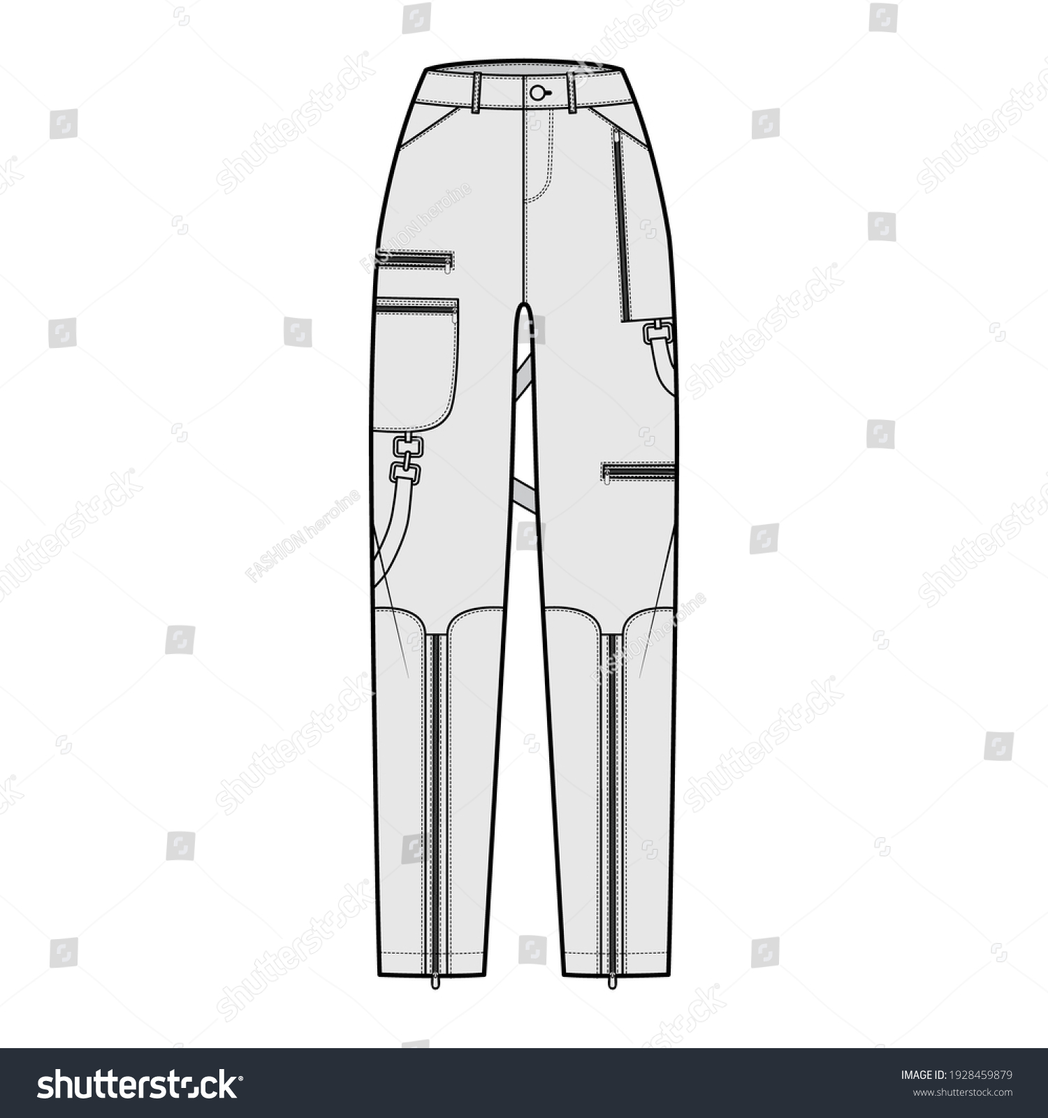 Bondage Pants Technical Fashion Illustration Normal Stock Vector ...