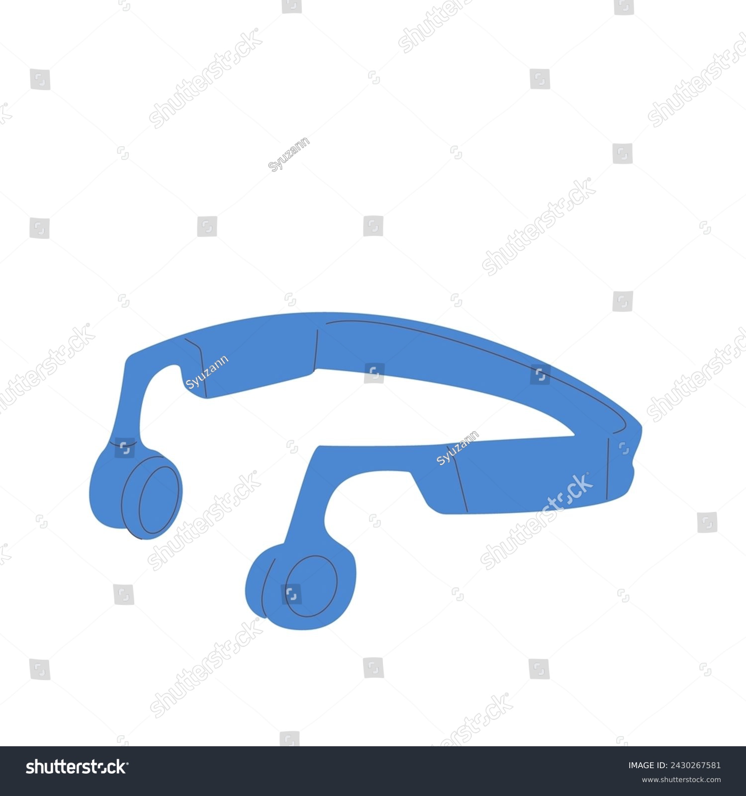 SVG of Bone conduction headphones isolated on white background. Wireless audio equipment for music listening. Sound devices accessory for outdoor activity. Vector flat illustration. svg